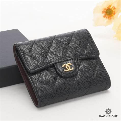 chanel tri fold wallet black caviar ghw|Chanel 2017 Caviar Quilted Trifold Wallet .